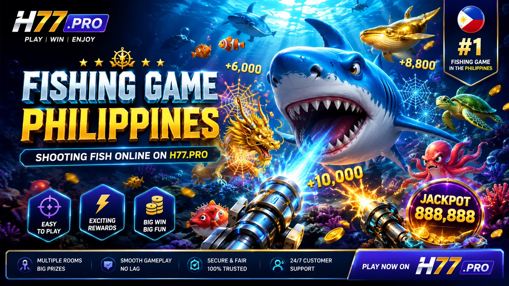 Fishing games sa H77.pro para sa Filipino players